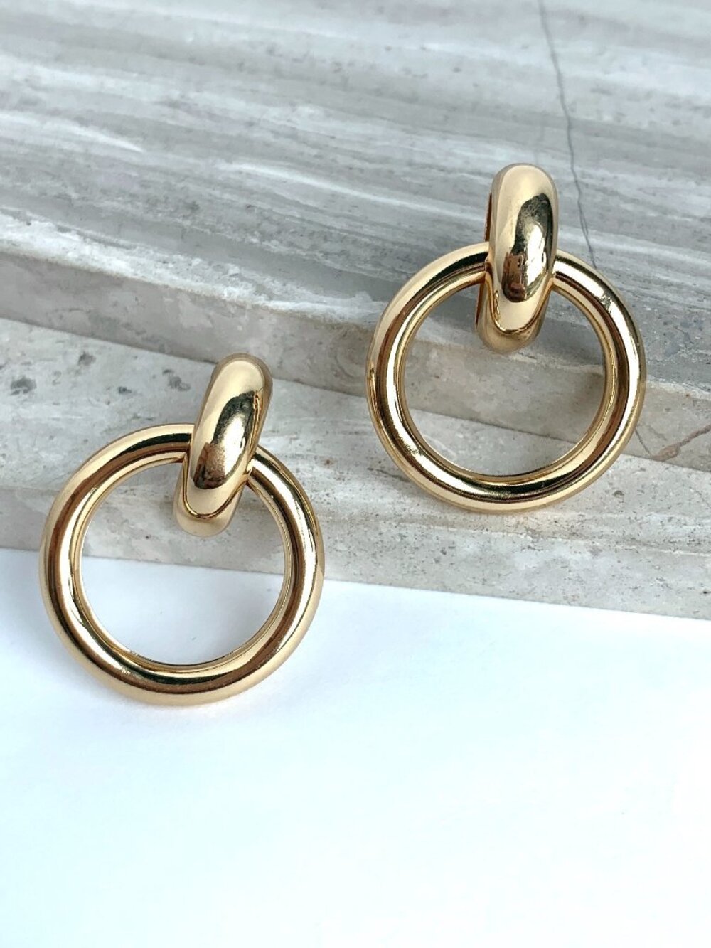 NEW Anthropologie Single Gold Loop Hoop Earrings